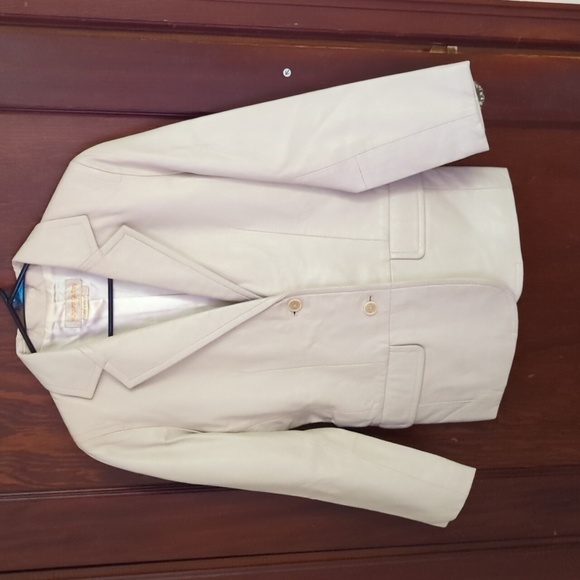 Margaret Godfrey Light Tan Leather Blazer Size 2 Petite - Picture 1 of 8